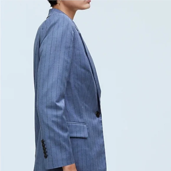 MADEWELL YARN DYED PINSTRIPE BLUE BLAZER - Picture 4 of 12